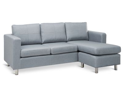 Seattle 3-Seater Fabric Sofa Couch with Chaise - Grey