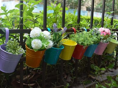 Hanging Pot Metal Planter Flower Pots - Set of 10