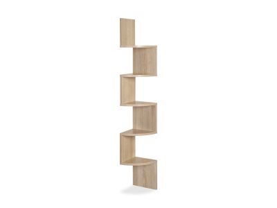 Nemi 5-Tier Wall Mounted Corner Shelf - Oak