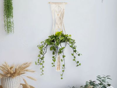 Hessian Macrame Rope Macrame Plant Hanger Macrame Pot Hanger - Beads