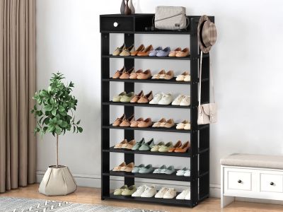 TAHUNA 8 Tiers Shoe Rack Organiser Storage Shelf - BLACK