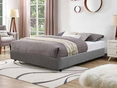 Vinson Fabric Queen Bed Base - Grey