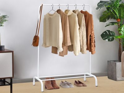 Metal Clothes Rack Stand Coat Hanger 104 x 152cm - White