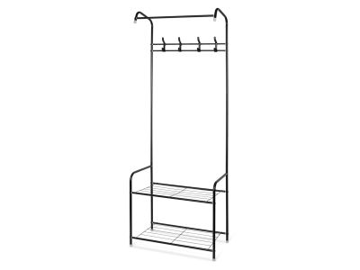 Clothing Garment Rack with Shelves - Black