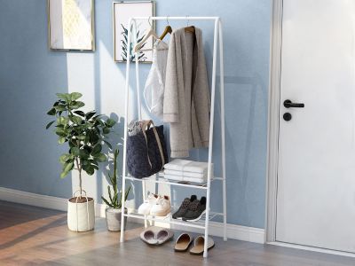 Metal Clothes Rack Stand - White