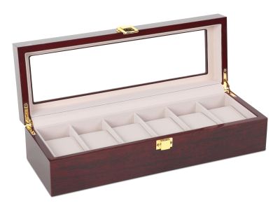 6 Slots Wooden Watch Storage Box Display Case
