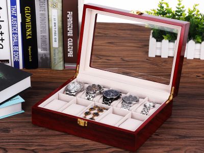 10 Slots Wooden Watch Storage Box Display Case