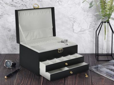 3 Tier PU Leather Jewellery Storage Box