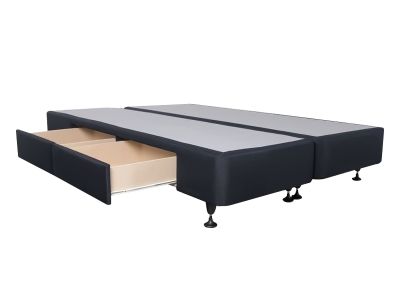 CHARLES Fabric Super King Split Bed Base 4 Drawers - BLACK
