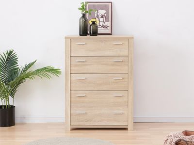 Sagano Tallboy 5 Drawer - Oak