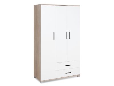 Bram 3 Door Wardrobe with 2 Drawers - Oak + White