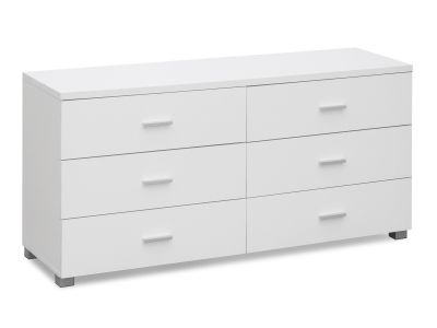 Bram Low Boy 6 Drawer Chest Dresser - White