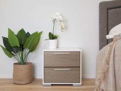 Waipoua Bedside Table Nightstand - Grey Oak