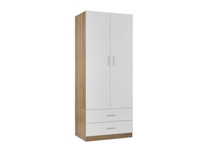 Harris 2 Door Wardrobe with Drawers - Oak + White