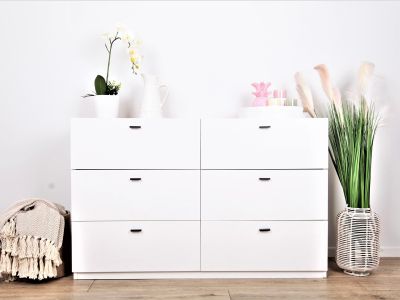 Hekla Low Boy 6 Drawer Chest Dresser - White