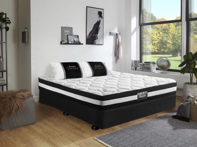 Vinson Fabric Queen Bed with Ultra Comfort Mattress - Black