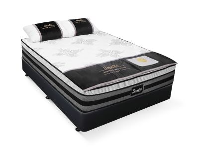 Vinson Fabric Queen Bed with Luxury Latex Mattress - Black