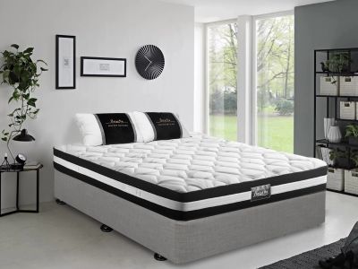 Vinson Fabric Double Bed with Ultra Comfort Mattress - Grey