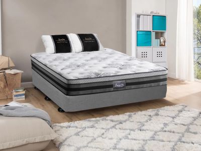 Vinson Fabric Double Bed with Luxury Latex Mattress - Grey