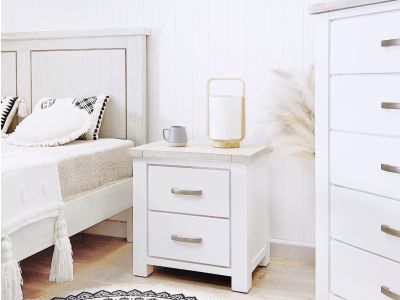 Aurora Solid Wood Bedside Table - White