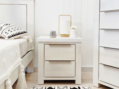 Lincoln Solid Wood Bedside Table - White