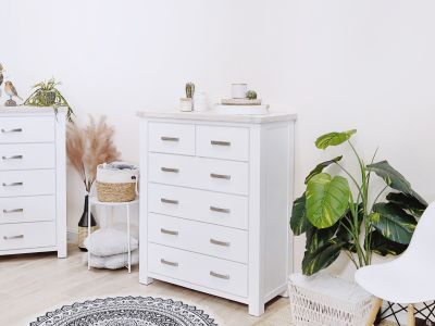 Aurora Solid Wood 6 Drawer Tallboy - White