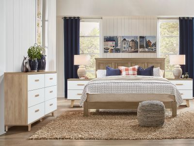 Alton Bedroom Storage Package with Low Boy - Natural + White
