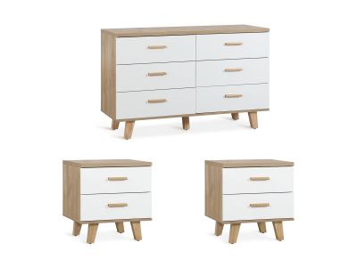 Alton Bedroom Storage Package with Low Boy - Natural + White
