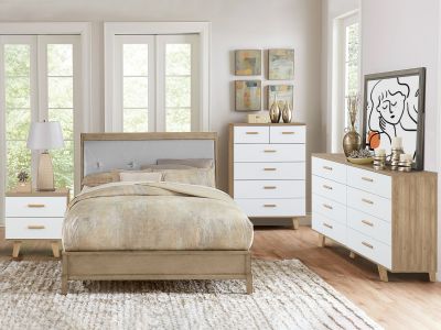 Alton Bedroom Storage Package 3PCS with Low Boy 8 Drawers - Natural + White