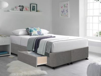 CHARLES Fabric King Split Bed Base 4 Drawers - GREY