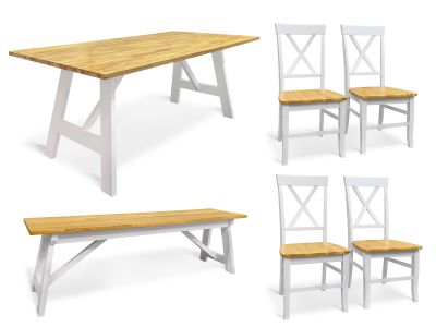 Bali 6 Piece Dining Room Furniture Package - Oak + White