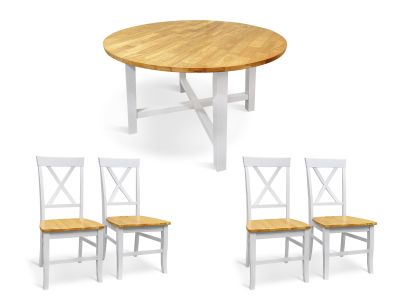 Bali 5 Piece Dining Room Furniture Package - Oak + White