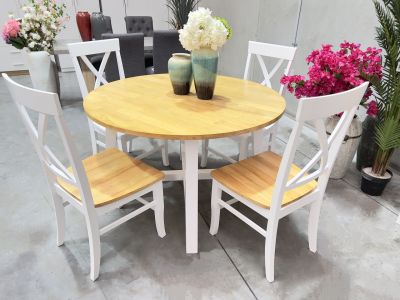 Bali 5 Piece Dining Room Furniture Package - Oak + White