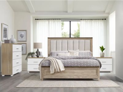 Bram Bedroom Storage Package with Tallboy 4 Drawers - Oak + White