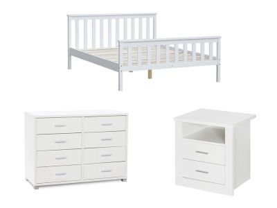 ANDES Double Bedroom Furniture Package - WHITE
