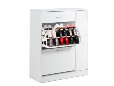 Kihona 3 Drawer Shoe Cabinet Storage Rack - White