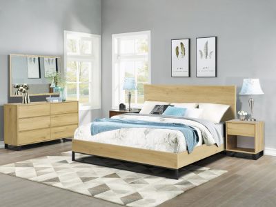 Frohna Queen Bedroom Furniture Package with Low Boy and Mirror - Oak