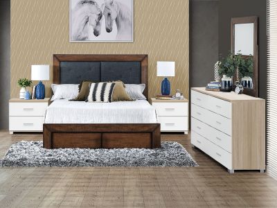 BRAM Bedroom Storage Package with Low Boy 8 Drawers - OAK + WHITE