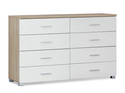 Bram Low Boy 8 Drawer Chest Dresser - Oak + White