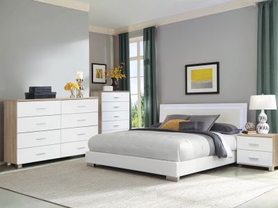 BRAM Bedroom Storage Package with Bedside Table - OAK + WHITE