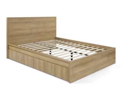 HARRIS Queen Wooden Bed Frame with Storage - OAK