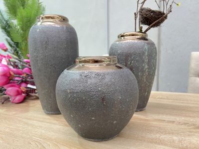 Elara Ceramic Vase Charcoal - Medium