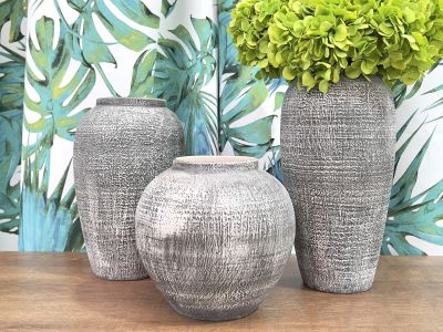Elara Ceramic Vase Grey - Medium