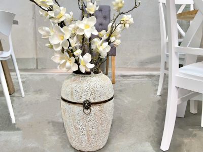 Elara Ceramic Vase Tall White - Small