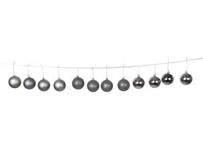 Christmas Ball  Ornament 12pcs Set 6cm Metallic Grey