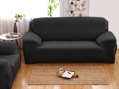 2 Seater Sofa Couch Cover 145-185cm - Black