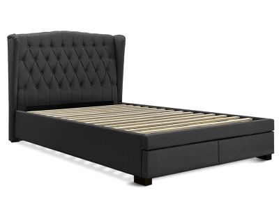Ruskin Queen Bed Frame With Storage - Charcoal