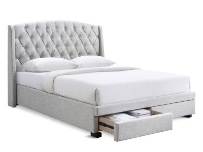Evans Queen Bed Frame With Storage - Stone