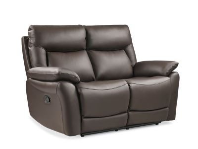 Masterton Manual Full Leather 2 Seater Recliner Sofa - Brown
