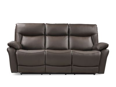 Masterton Manual Full Leather 3 Seater Recliner Sofa - Brown